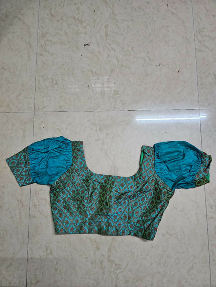 Aqua Green and Red Half Saree (Dhavani) of S size