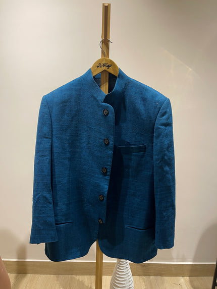 ANITA DONGRE Mens Woollen Blue Nehru Jacket - L Size