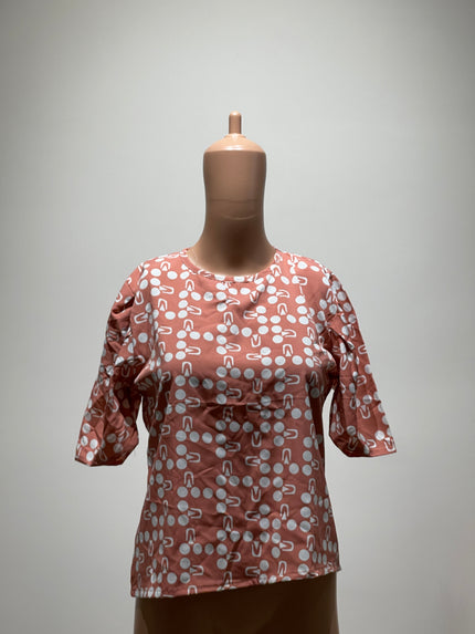 LIVIYA Womens Beige color Round Neck Crop Top L Size