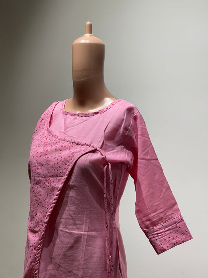 HETVI CREATION Womens Pink Printed A-Line Kurta M Size