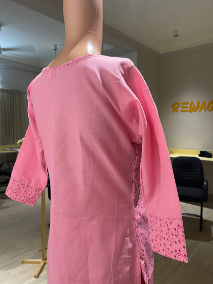 HETVI CREATION Womens Pink Printed A-Line Kurta M Size