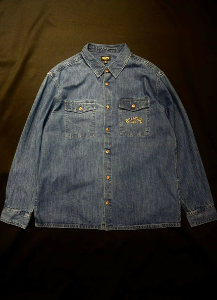 Men's Casual Denim Blue Shirt - XL Size