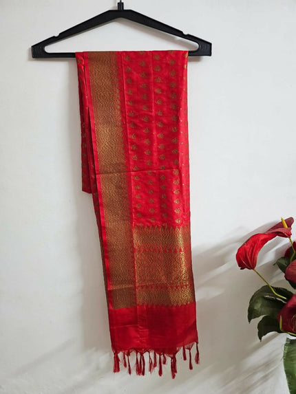 Aqua Green and Red Half Saree (Dhavani) of S size