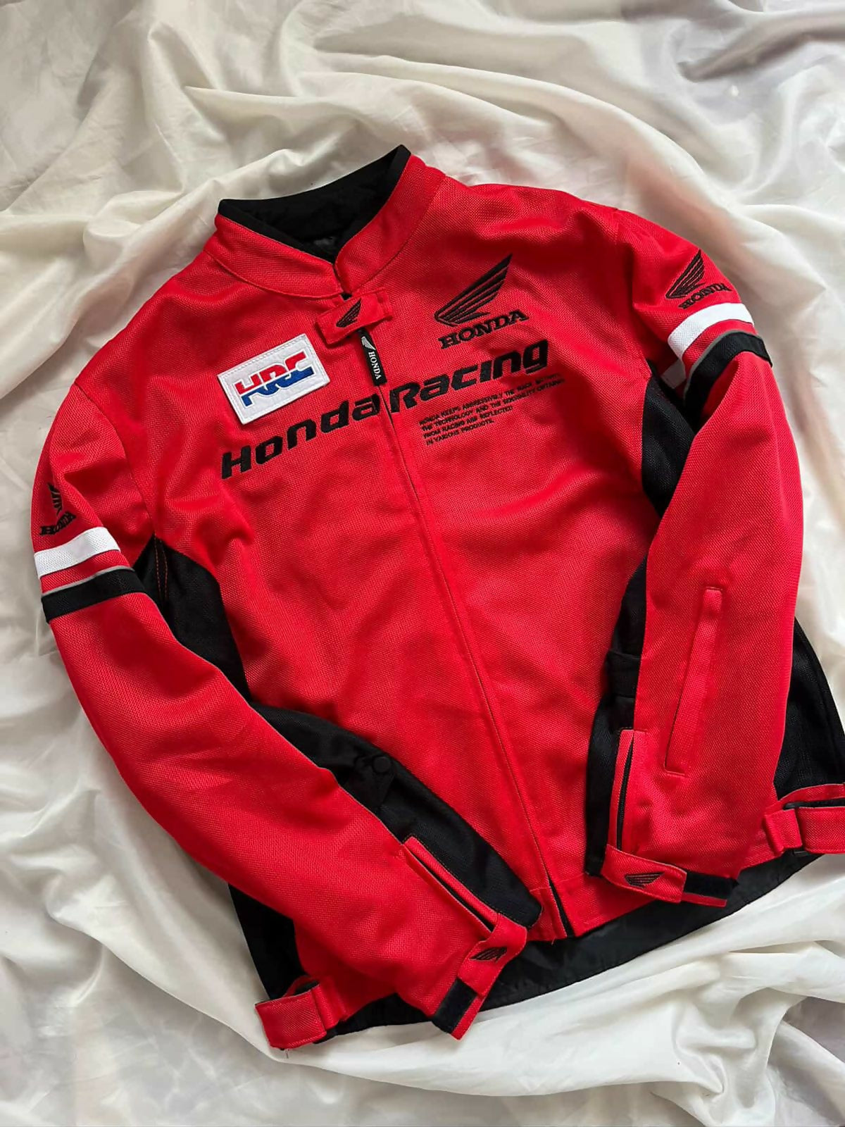 Vintage Men's Racing Red Motorcycle Jacket - XL Size