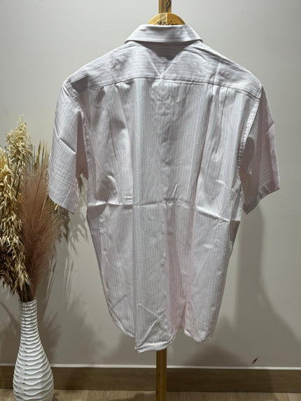 PIERRE CARDIN Casual Pink White Line Shirt - XL Size