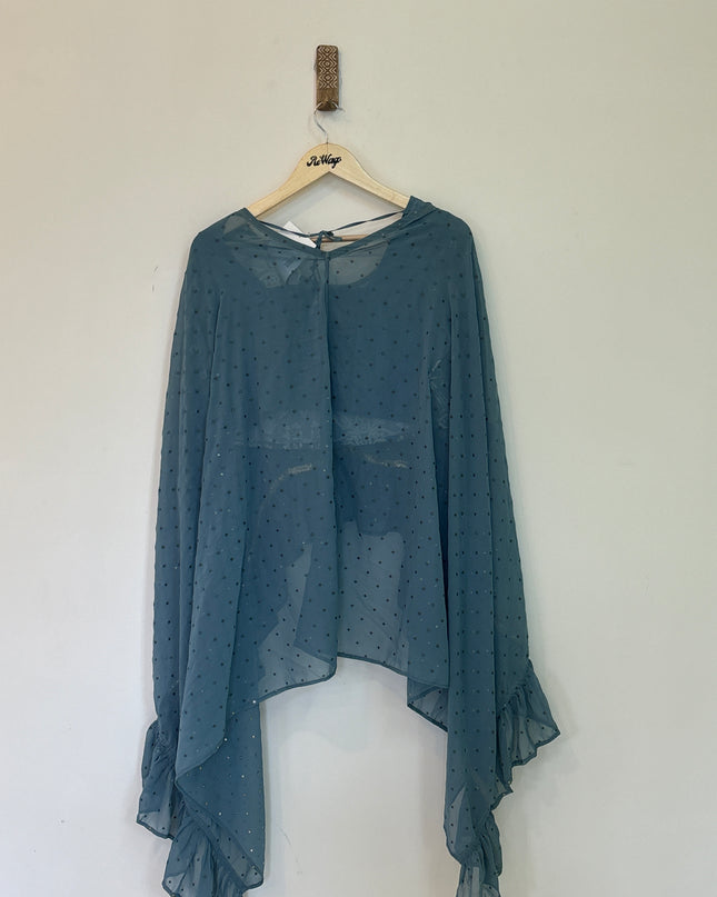 Aurelia Women’s Greyish Blue Crop top & Palazzo Partywear Set - L size