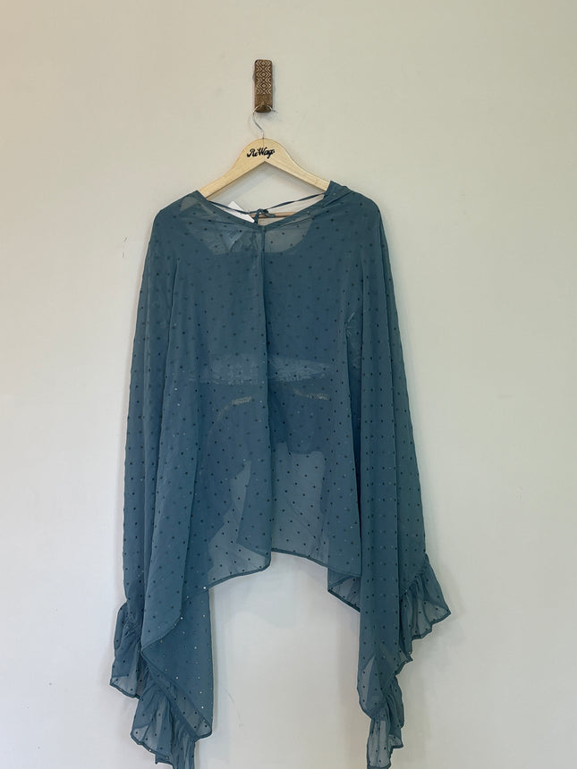 Aurelia Women’s Greyish Blue Crop top & Palazzo Partywear Set - L size