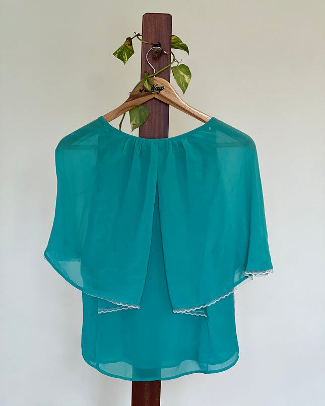 LALU Womens’s Top with Attached Shrug Blue - S Size