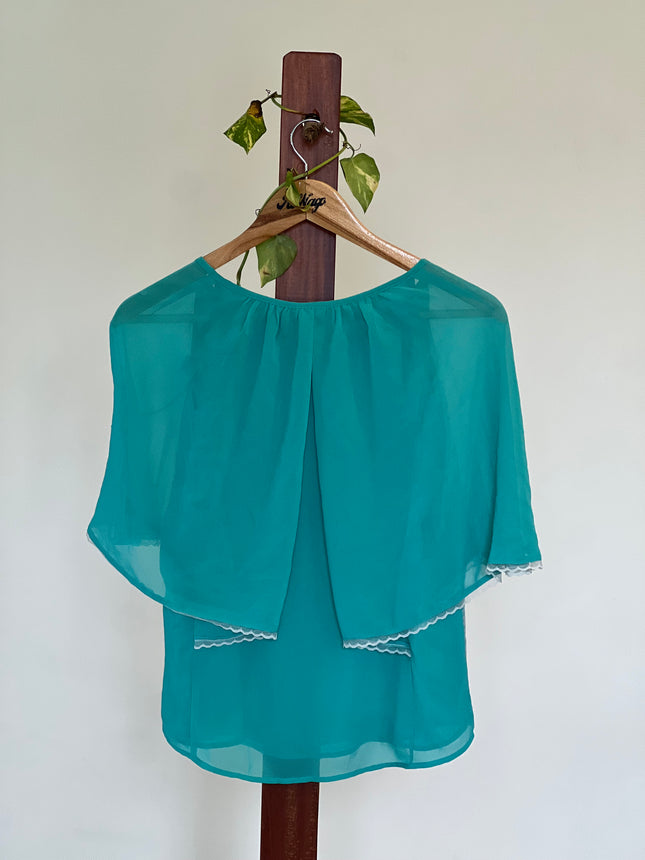 LALU Womens’s Top with Attached Shrug Blue - S Size