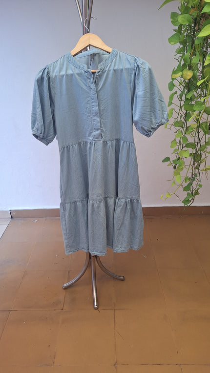 Women's  Casual Mid Bule Dress - XS Size