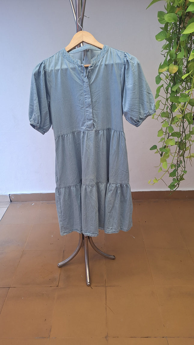 Women's  Casual Mid Bule Dress - XS Size