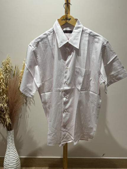 PIERRE CARDIN Casual Pink White Line Shirt - XL Size