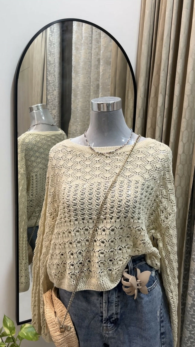 Limited Edition Imported MANGO Openwork Panel Sweater