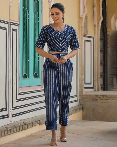 Juniper Women Blue Coord Set-  M Size