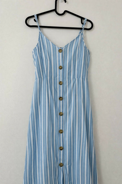 Striped Blue and White Strap Dress