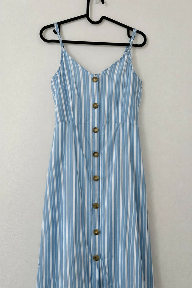 Striped Blue and White Strap Dress