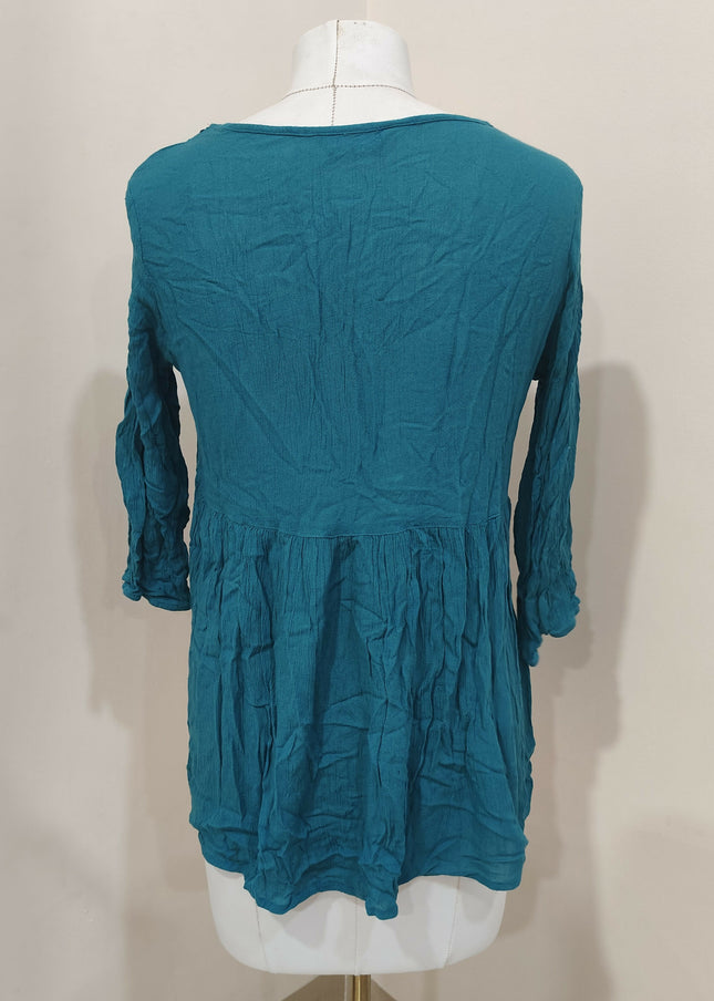 Max Women's Casual Teal Embroidered Top Size S/10