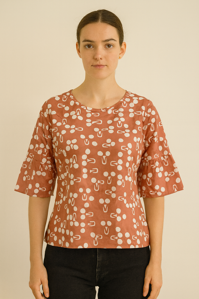 LIVIYA Womens Beige color Round Neck Crop Top L Size