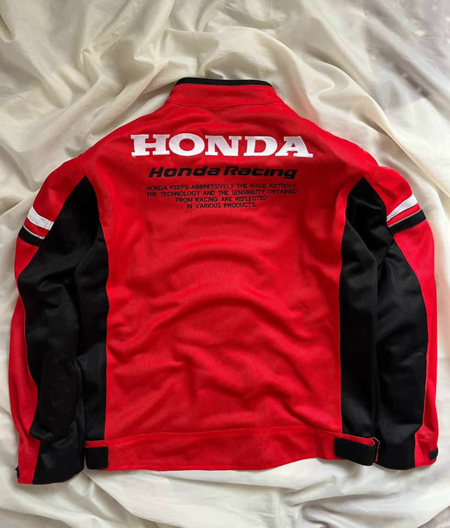 Vintage Men's Racing Red Motorcycle Jacket - XL Size