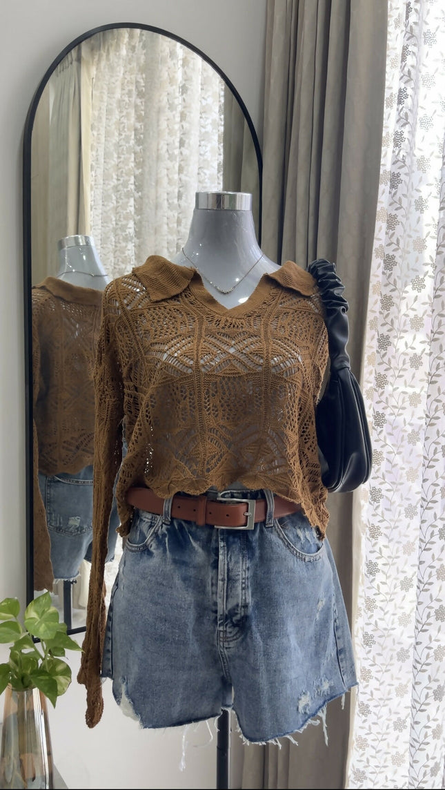 Rare Find Imported Pointelle Knit Pullover Sweater