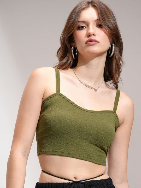 DIVIDED H&M  Women’s Sleeveless Olive Crop Top - S Size