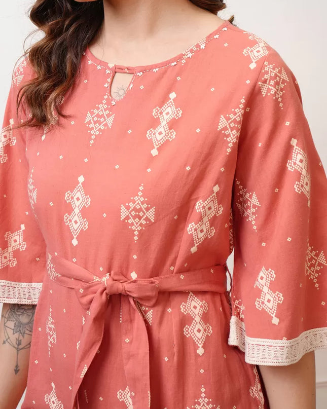 Juniper Women’s Peach Printed Jumpsuit - M size