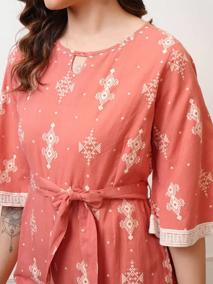Juniper Women’s Peach Printed Jumpsuit - M size
