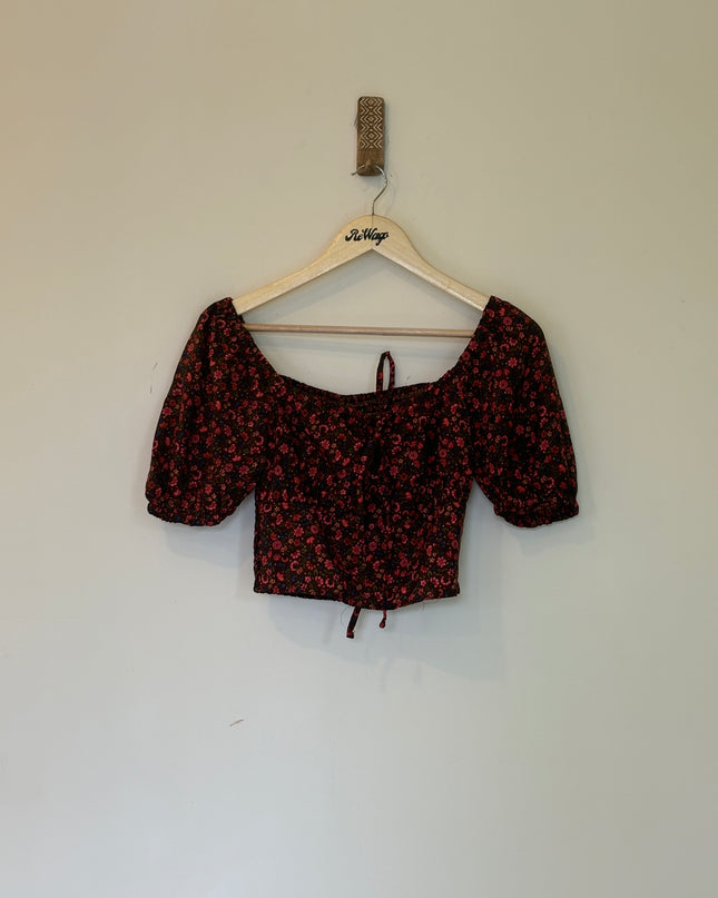 Tokyo Talkies Women's Floral Brown Crop Top - S Size