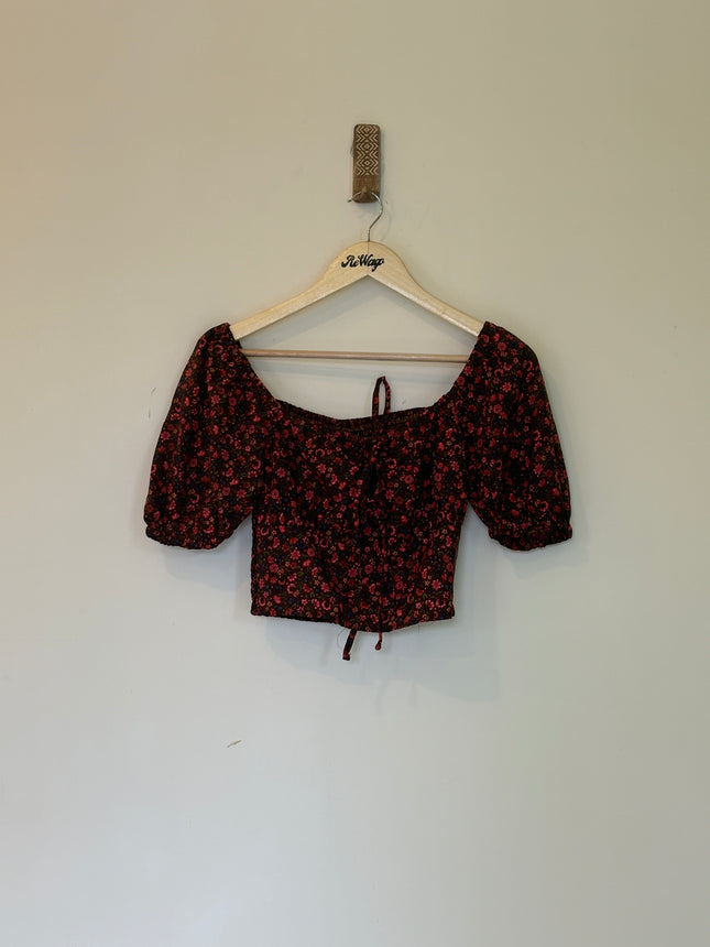 Tokyo Talkies Women's Floral Brown Crop Top - S Size