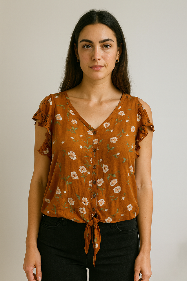 NUON Women's Casual Orange Top - L Size