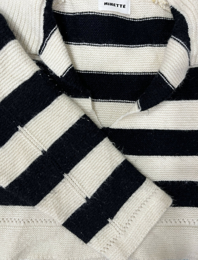 Limited Edition MINETTE Striped Crop Polo Sweater