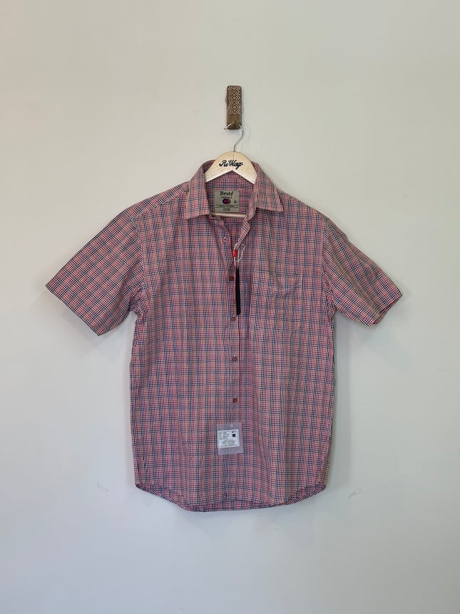 BRUTY Men’s Half Sleeve Checked Red Shirt - L Size