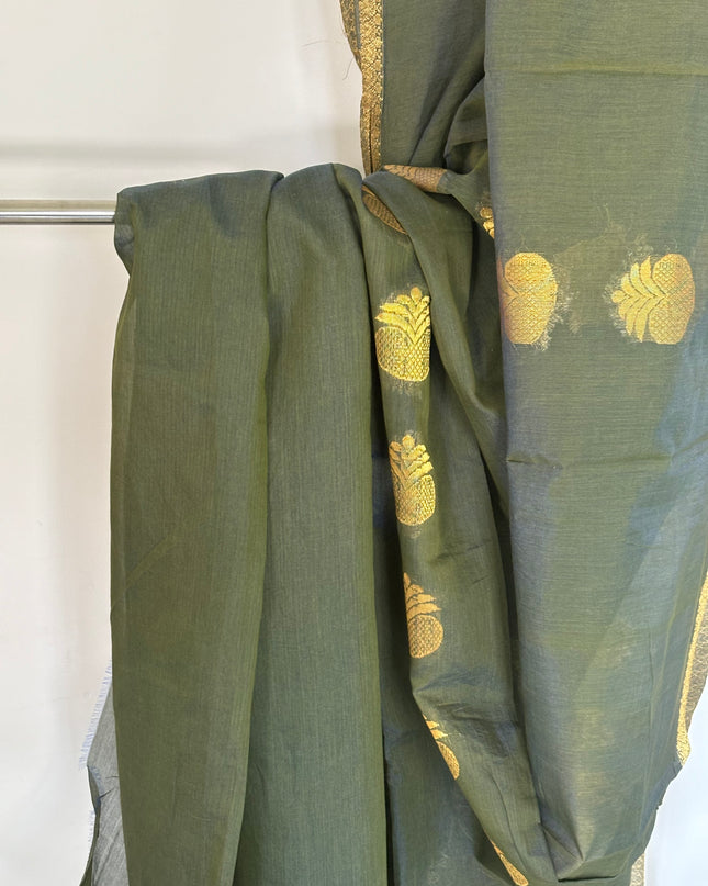 Women’s Saree With Golden Brocades and Works