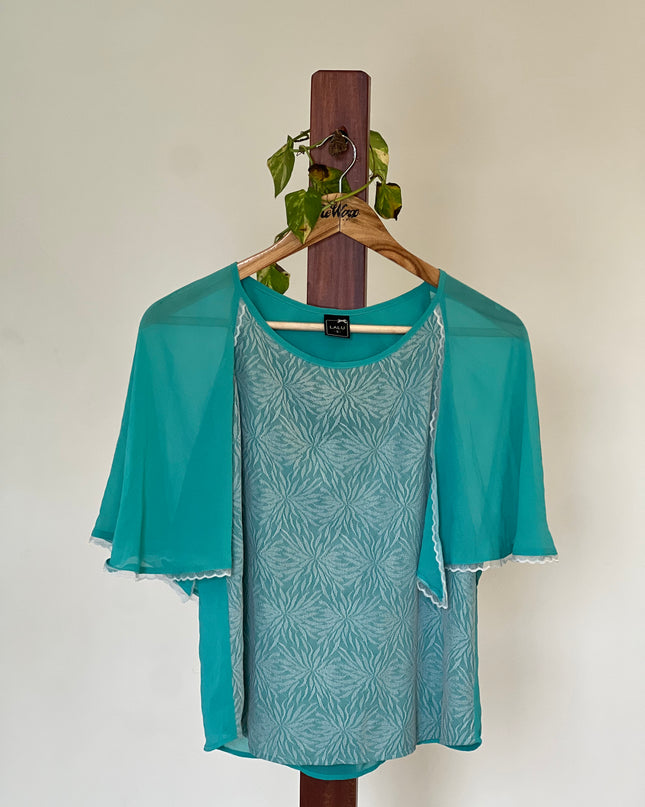 LALU Womens’s Top with Attached Shrug Blue - S Size