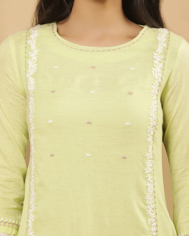 W Women’s Green Khadi Kurti with Half Sleeve - M  Size