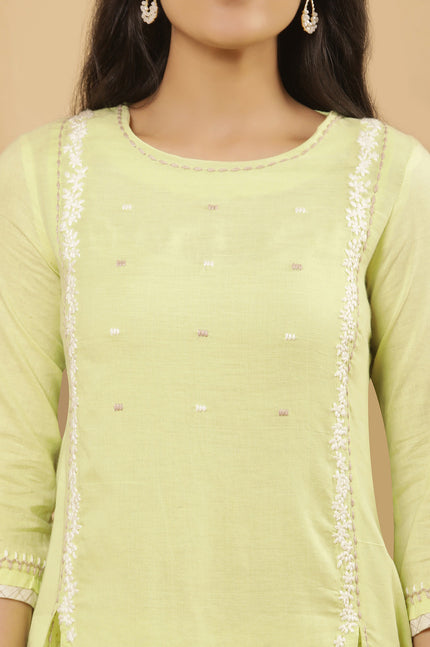 W Women’s Green Khadi Kurti with Half Sleeve - M  Size