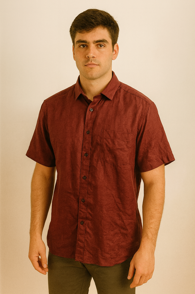 Men's Casual Maroon Shirt - XXXL Size