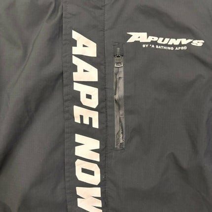 AAPE BY A BATHING APE® Black Hooded Jacket with Logo Text - L Size