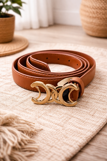Women's Celine Triomphe gold-toned Buckle Shaped  Belt