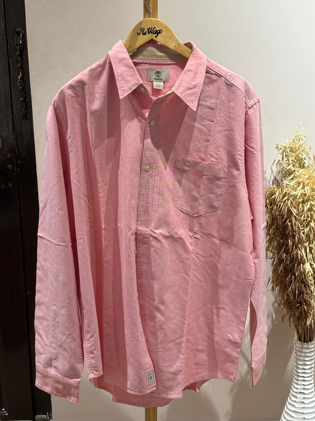TIMBERLANID Men's Regular Fit Pink Shirt - XL Size