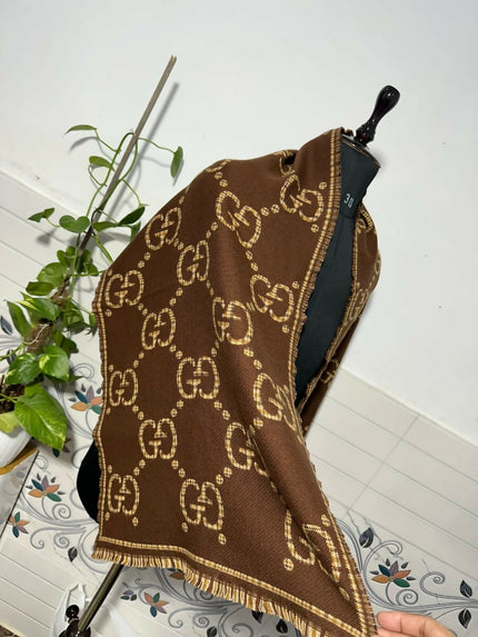 Authentic Gucci - SCARF MONOGRAM WOOL CASHMERE SILK