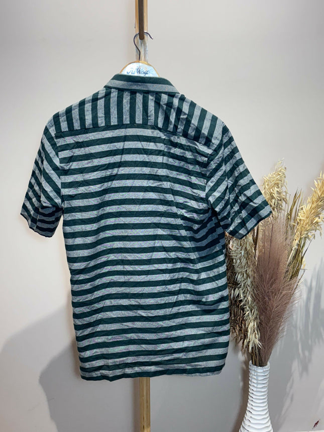Men's Casual Dark Green and Light Gray Shirt - L size