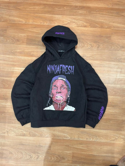 Men's Casual Ninja Black Hoodie - L Size