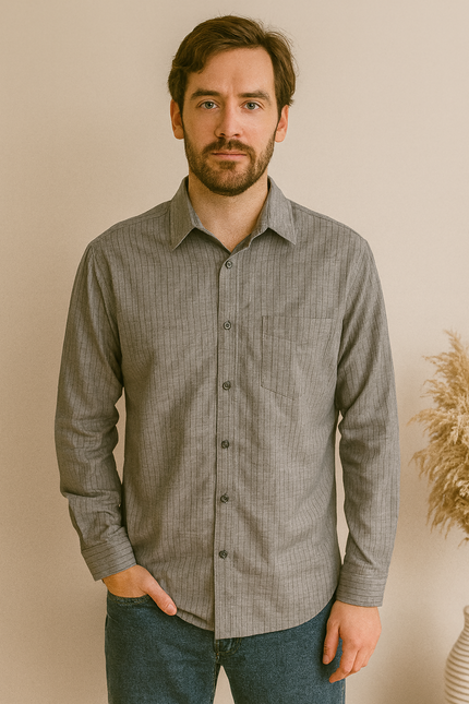 Men's Formal Gray Shirt - XL Size