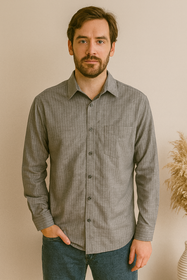 Men's Formal Gray Shirt - XL Size