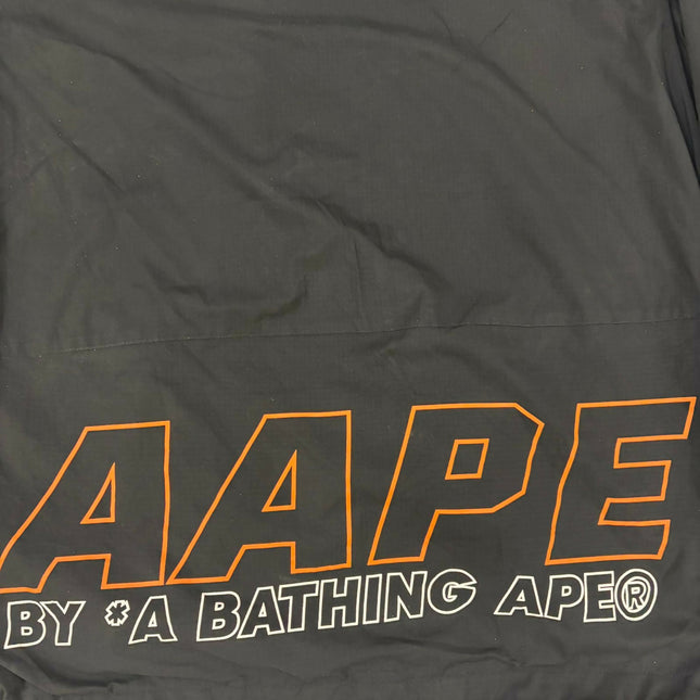AAPE BY A BATHING APE® Black Hooded Jacket with Logo Text - L Size