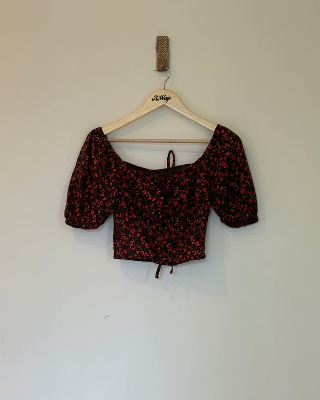 Tokyo Talkies Women's Floral Brown Crop Top - S Size