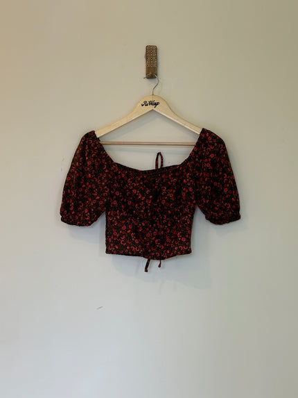 Tokyo Talkies Women's Floral Brown Crop Top - S Size