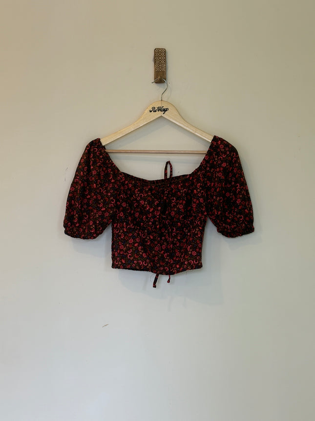 Tokyo Talkies Women's Floral Brown Crop Top - S Size