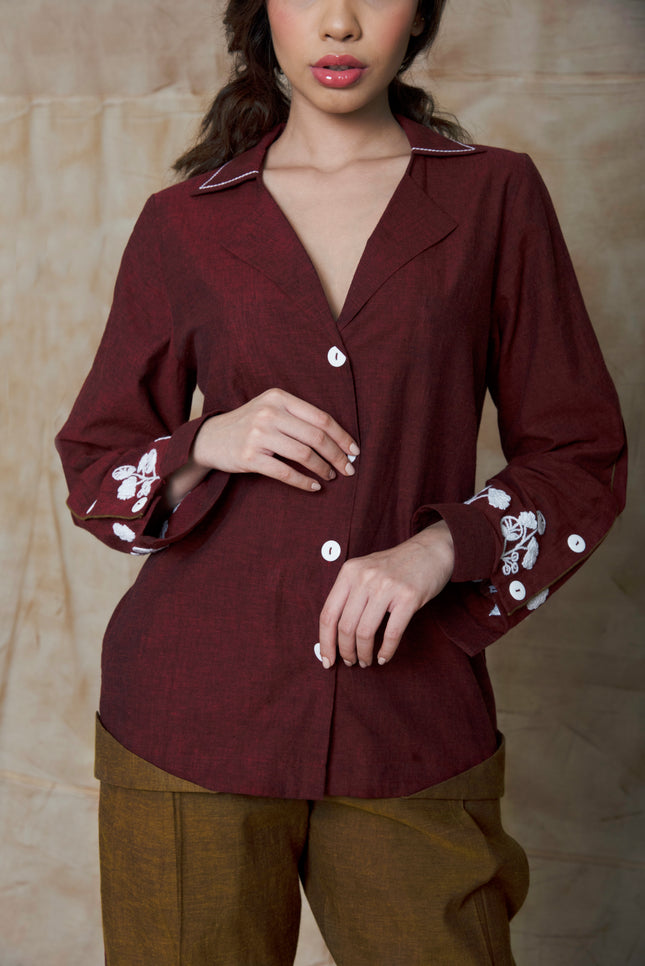 Anushe Pirani Women's Cuban Collar Shirt
